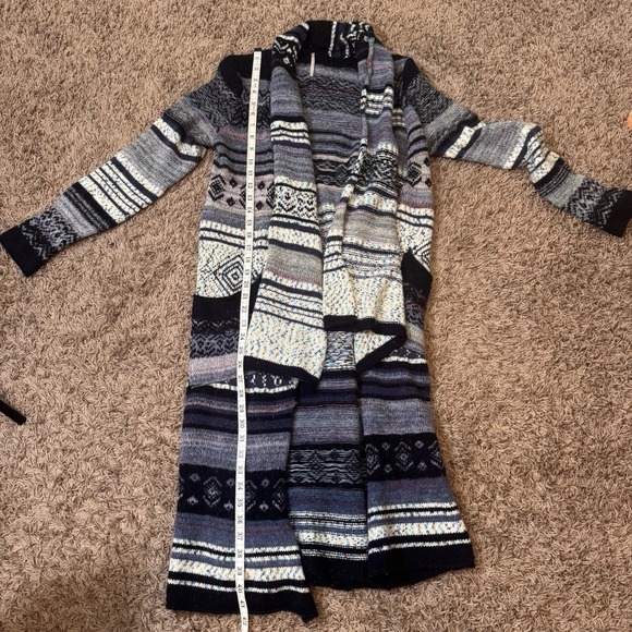 Free People Yesterday's Smile Open Cardigan Wool Alpaca Fair Isle Size Large - Picture 9 of 9